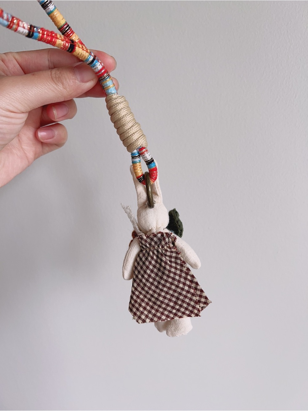 NEW! Handmade Cottagecore Bunny Bag Charm | Floral Rabbit Keychain Wristlet - Picture 6 of 9